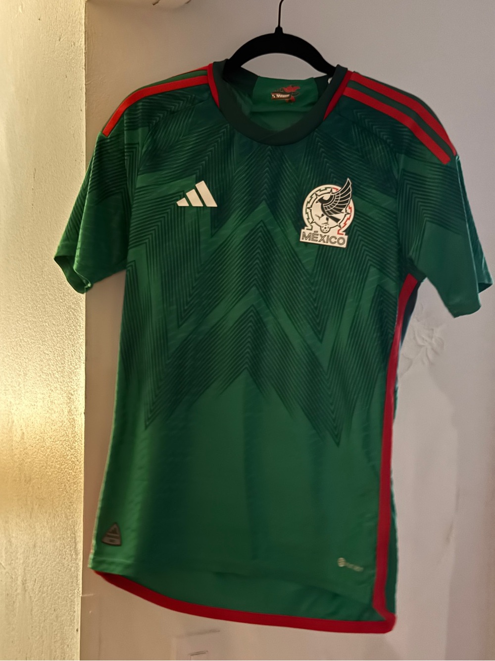 adidas Mexico Green Soccer Jersey with Red Trim - adult Small